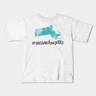 massachusetts - calligraphy and abstract state outline Kids T-Shirt